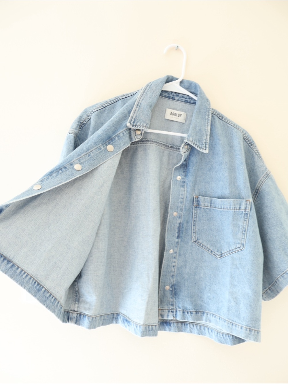 Agolde Rona Box Denim Shirt Oversized Cropped Shacket Capsule Wardrobe Indie S - Picture 2 of 10